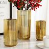 American Striped Golden Vase Flower Arrangement Plant Decoration Electroplating Hydroponic Flower Vase Wedding Home Decoration