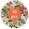 50PCS Transparent Flower Stickers Cute Vintage Transparent Floral Plant Decorative Decals for Scrapbook Laptops DIY Sticker Toy