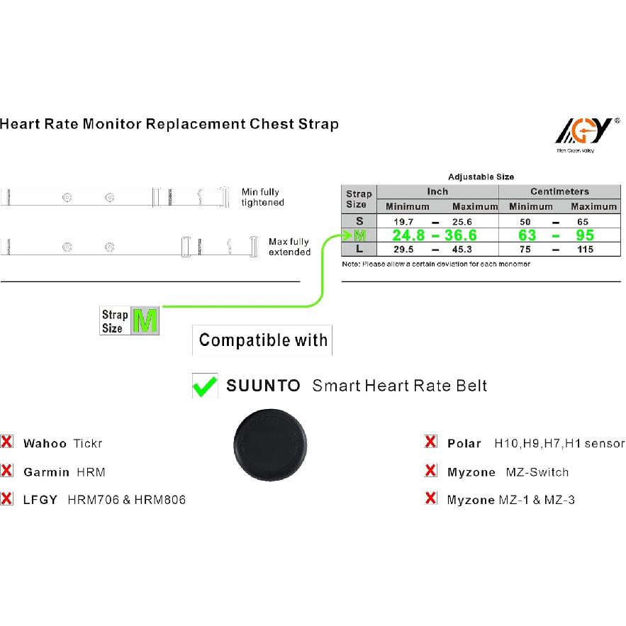 Heart Rate Monitor Replacement Strap, Adjustable Chest Band Compatible with SUUNTO Smart Heart Rate Belt