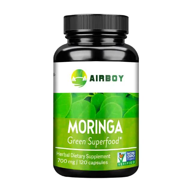 Moringa extract capsules, 700 mg per serving, adult immune support.
