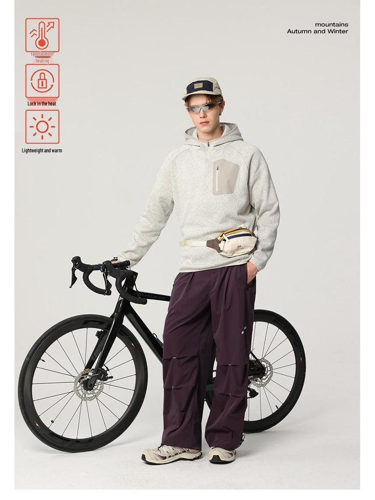 Men's Winter Sporty Loose-Fit Half-Zip Hoodie - American Mountain Style