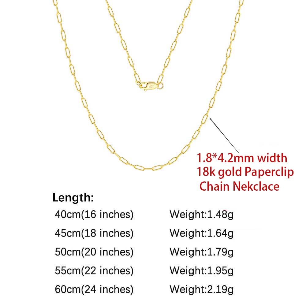 Effie Queen Soild 925 Sterling Silver Paper Clip Link Chain Necklaces Fashion Jewelry DIY Simple Paperclip Chain 40-60cm SC40