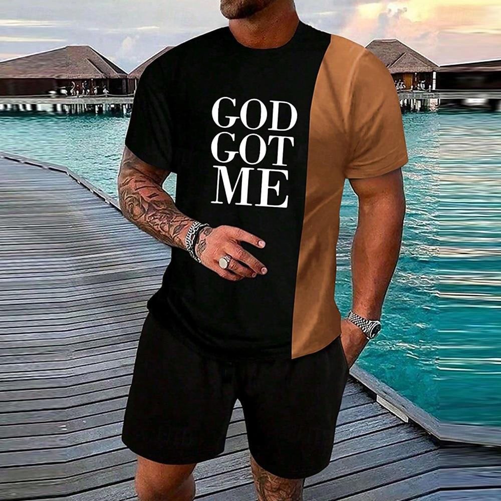 Men's Tees sets Summer Tops Short Sleeve Short Pants Crew Neck Sport Casual Outdoor Sport Daily  Summer