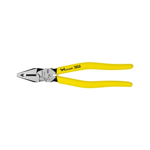 TSUNODA Electrician's Power Pliers, 225mm, Crimping Function, Eccentric, for Electrical Work, PP-225A