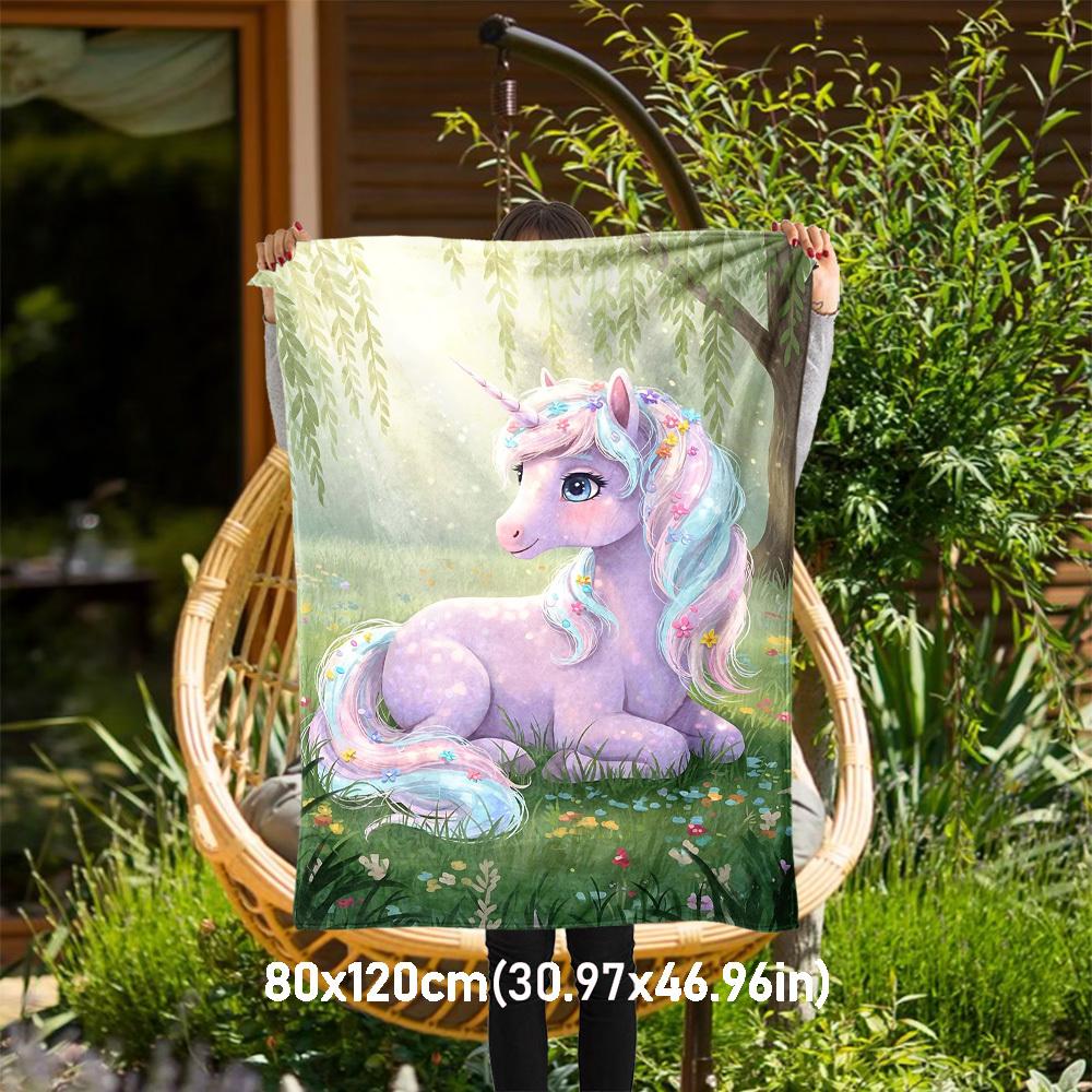 

1PC unicorn forestOutdoor Flannel Blanket - Soft Plush Decor for Picnics, camping, Bedroom, Playroom, Office, or Lunch Break 1329A 80x120cm(31x47inch)
