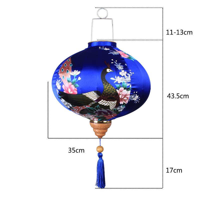 14 Inch Retro Chinese Silk Lanterns Japan Vietnam Mid-autumn Lantern For Outdoor Wedding Spring Festival Party Hanging Decor
