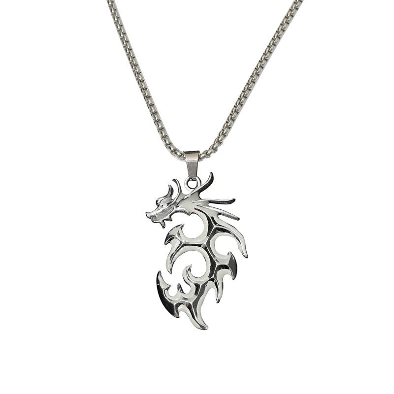 Luminous Flame Dragon Necklace – Trendy Men's Sweater Chain for Nightclubs