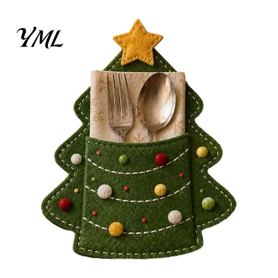 Handmade Christmas Craft Felt Cutlery Holder DIY Kit, Holiday Flatware Pouch Santa Napkin Set, Utensil Sleeve for Dinner Table, Xmas Party Snowman