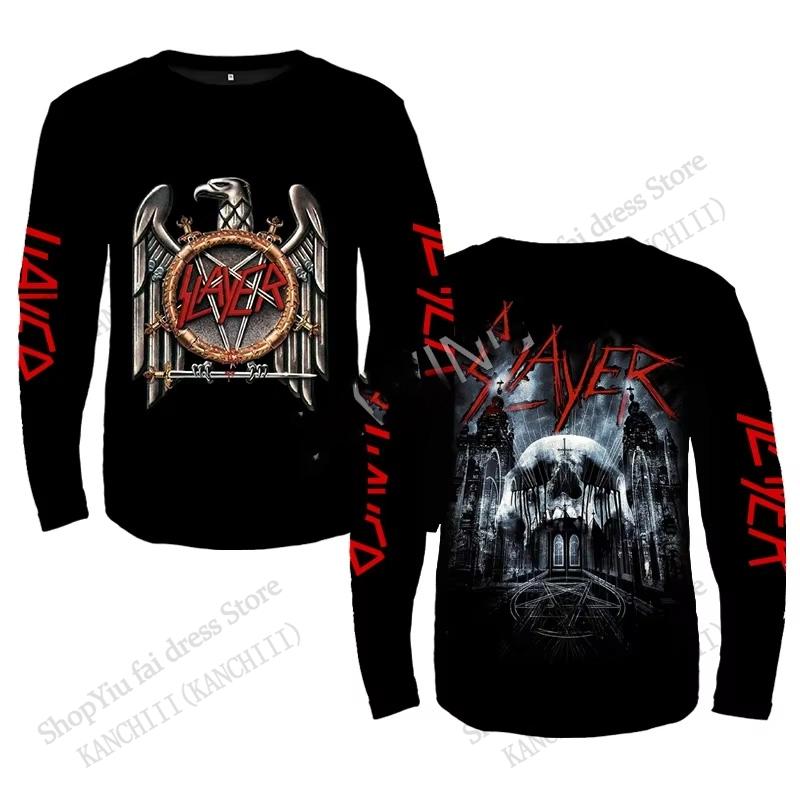 

Рок гурт Slayer 3D принт футболка з довгим рукавом та круглим вирізом чоловіча жіноча мода оверсайз топи футболки металева футболка чоловічий одяг череп M