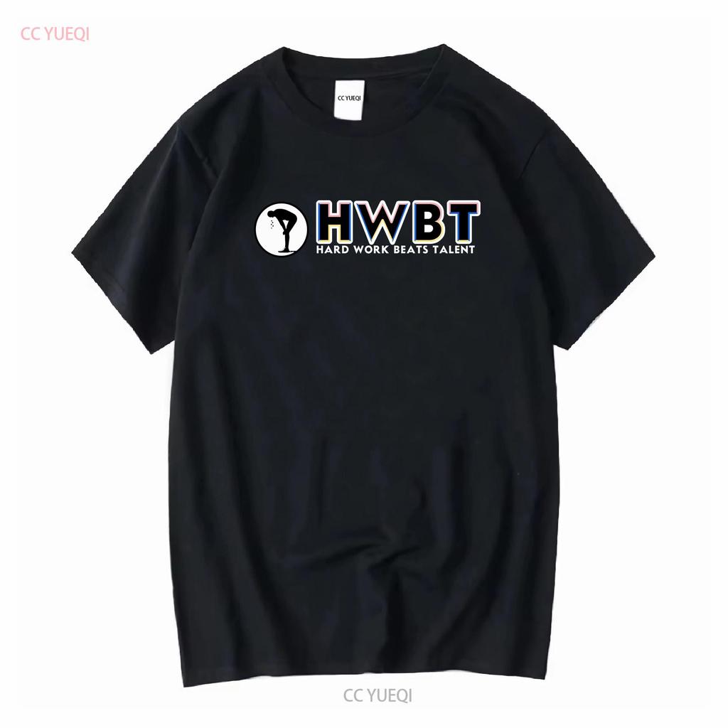 T SHIRT HWBT HARD WORK BEAT TALENT MOTIVATIONAL BLACK XL vintage Washed Casual designer clothes graphic Breathable Stylish