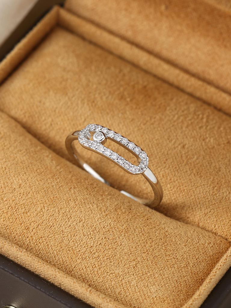 Luxury Open Zircon Ring For Women Fashionable Gold Tone Adjustable Band Elegant Jewelry Gift