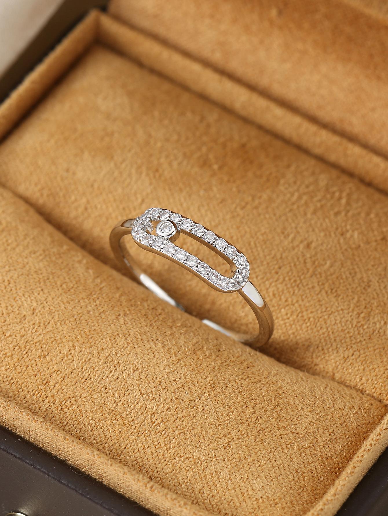 Luxury Open Zircon Ring For Women Fashionable Gold Tone Adjustable Band Elegant Jewelry Gift серебряный