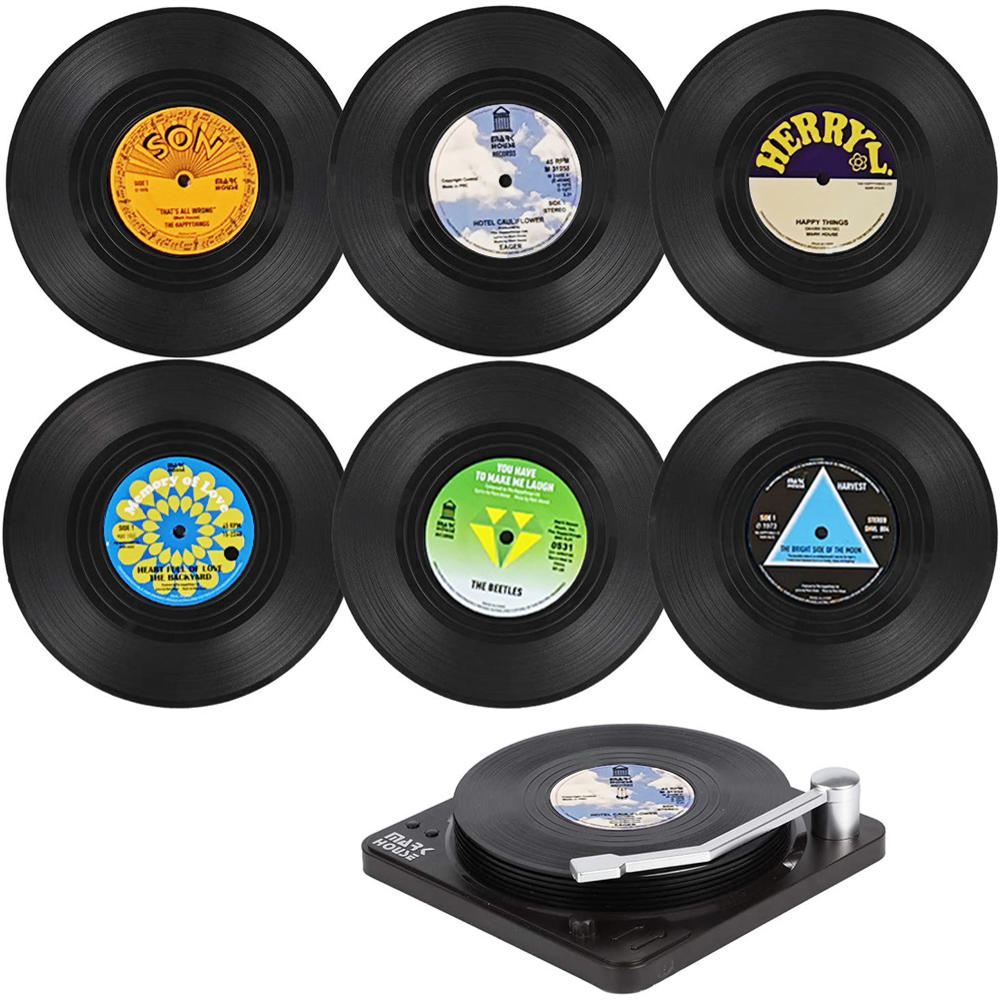 6/7PCS Vinyl Record Table Mats Drink Coaster Table Placemats Creative Coffee Mug Cup Coasters Heat-resistant Nonslip Pads