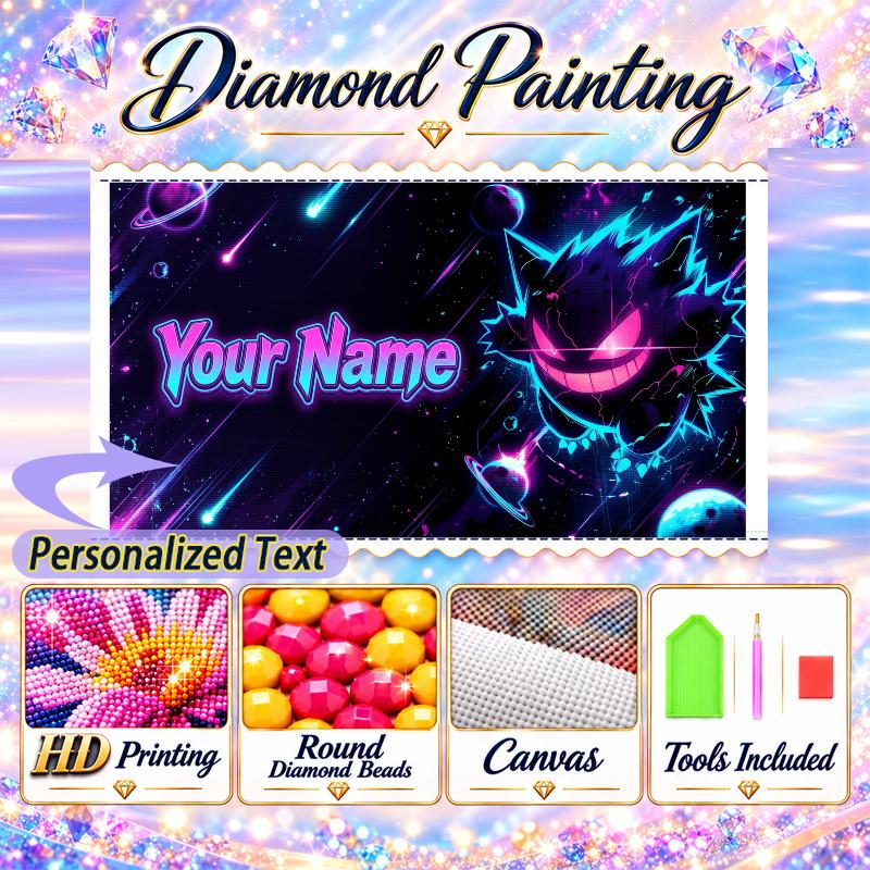 Personalized Gengar Diamond Art Custom Name 5D Diamond Painting Full Drill DIY Craft