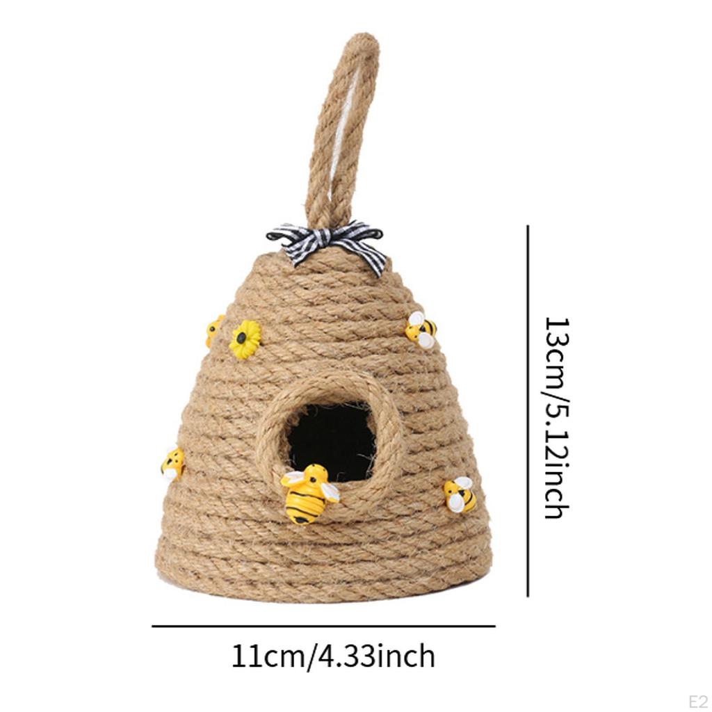 Beehive Hanging Ornament, Bee Hive Decor, with Honey and Flowers, Woven Decoration, Home