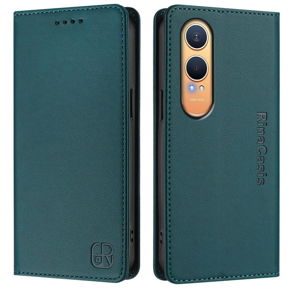 For Oppo K12x 5G (China)/OnePlus Nord CE4 Lite 5G Leather Case RINACASIS RC01 Phone Cover with RFID Blocking Wallet Stand