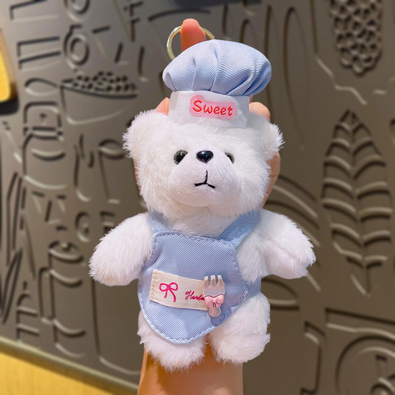 Chef Bear Plush Toy Doll, Cute Keychain, Cooking Apron, Bear Doll Bag Pendant