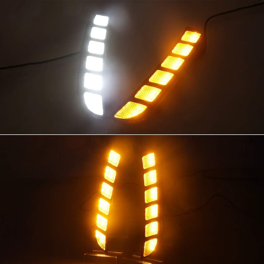 Super Bright LED Daytime Running Light Dual Color DRL for Explorer 2016-2019 Replacement Front Bumper Fog Lamp Assembly Model B 1 Pair(Front L/R)