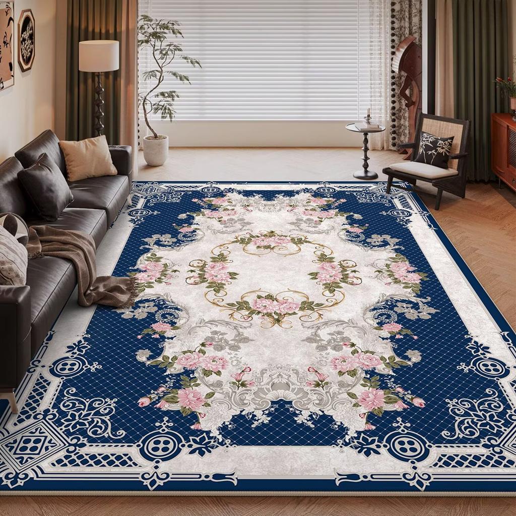 Alfombra Nórdica de Lujo Ligero para el Hogar, Dormitorio, Tamaño Grande, Floral Pastoral, Alfombras para Sala de Estar Lavables, Alfombra para Salón, Felpudos para Vestíbulo de Hotel