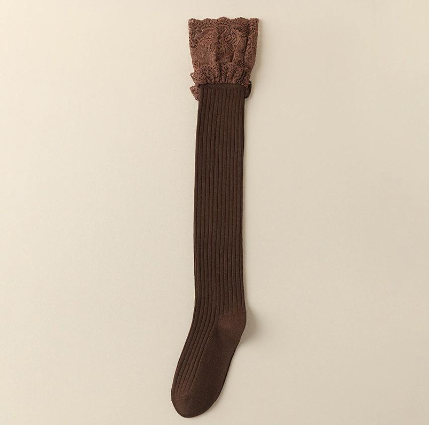 Dámské krajkové podkolenky: Černobílý japonský JK Lolita styl pro jaro a podzim