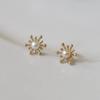 Real 925 Silver Mini Pearl Flower 18K Stud Earrings for Women Party Fine Jewelry Minimalist Elegant Accessories