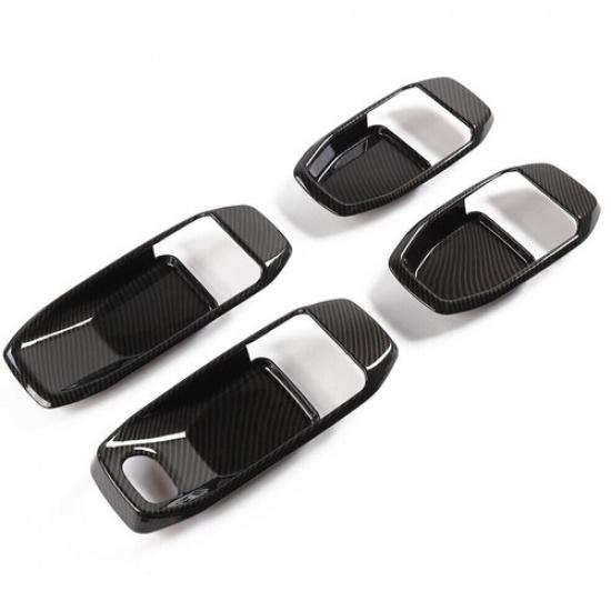 For 2018+ Jeep Wrangler JL Carbon Fiber Door Handle Bowl Cover Decor Trim 4-Door