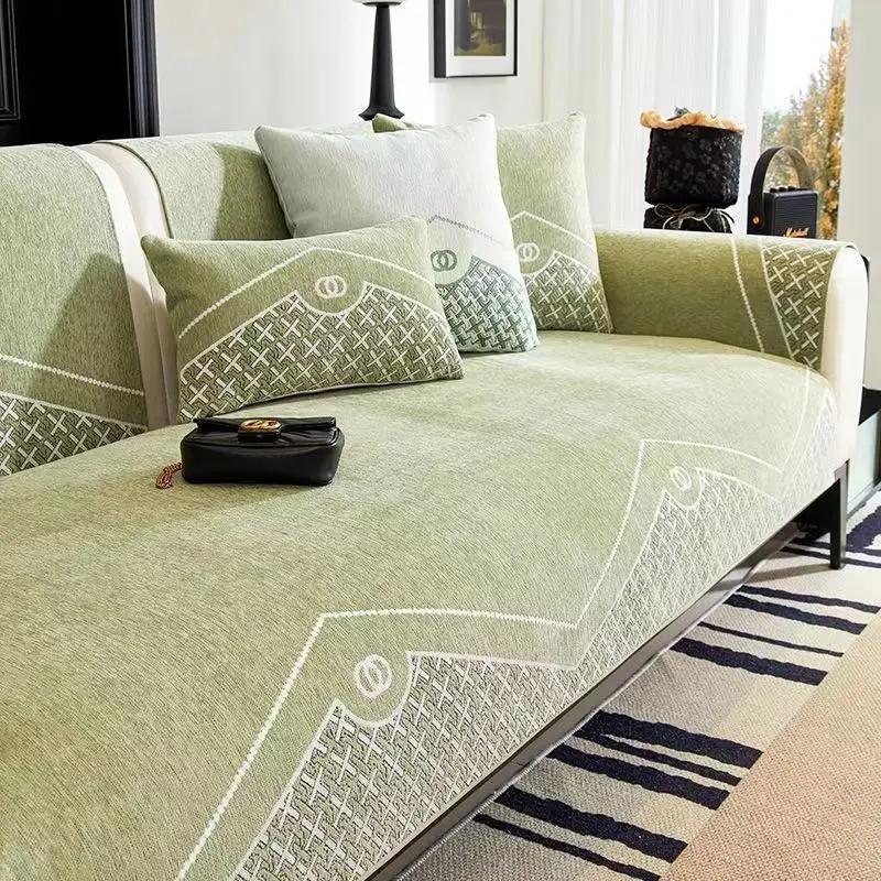 Verdickter Pastoralstoff Sofabezug Rutschfester Überwurf Druck Sitz Sofa Handtuch Staubschutz Handtuch Sofas für Wohnzimmer