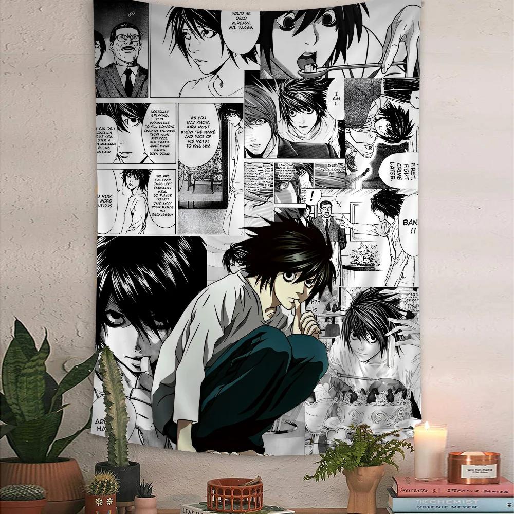 VIKAMA Death Note L Tapestry Sweet And Dark Aesthetic Design 2D Flat Perfect for Otaku Decor Bedroom Wall Styling