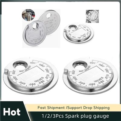 1/2/3Pcs 0.6-2.4mm Spark Plug Gap Tool 0.02-0.1 Inch Coin Style Feeler Gauge For Motorcycle/Car Maintenance & Tuning