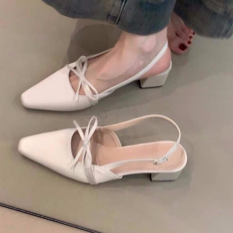 Summer Cover Toe Women Sandals Casual Butterfly-knot Shoes Ladies Elegant Dress Thick Heel Sandalias