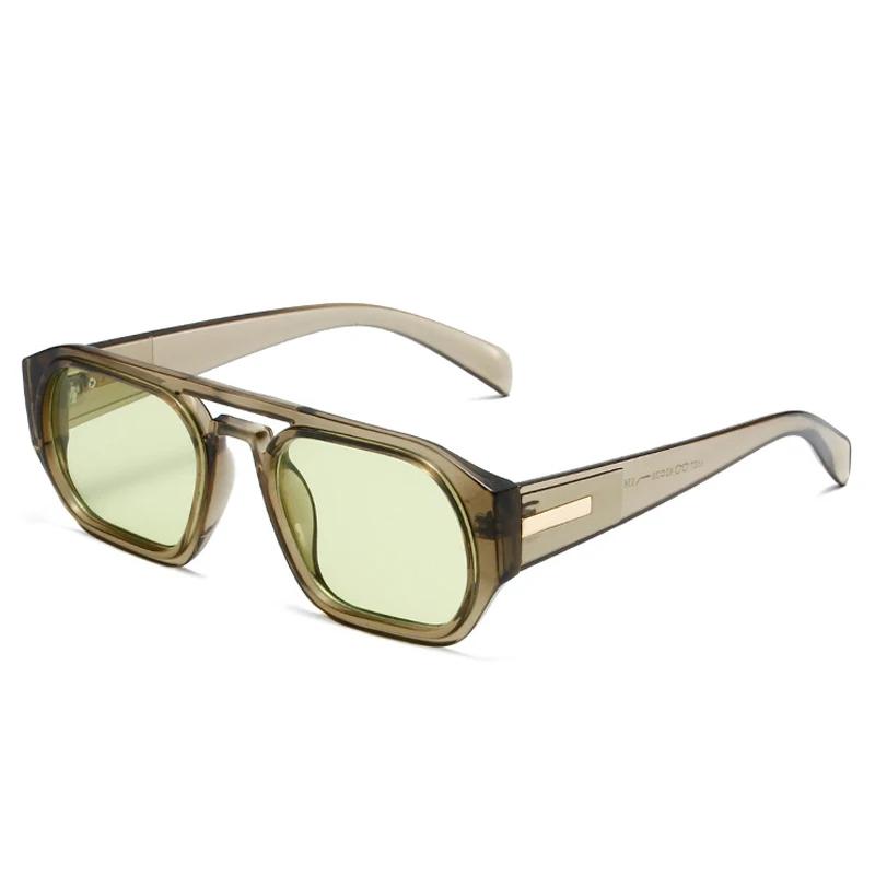 Retro Double Bridges Polygon Square Women Sunglasses Fashion Green Shades UV400 Men Clear Gradient Sun Glasses