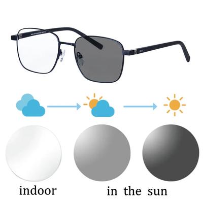 SHINU Progressive Photochromic Multifocal Glasses Men Standard Prescription  Sqaure Metal Frame for Men Size 134mm