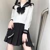 Sailor High School Fancy JK Long Front Top and Bottom Pleated Authentic Kansai School Graduation Cultural Cute [GSYCL] Uniform, Black, Girl, 3-Piece