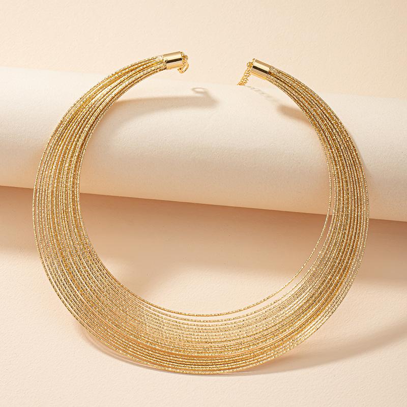 Europäische und Amerikanische Mode Persönlichkeit Gold Mehrschichtige Linie Spule Retro Damen Halsband Vielseitig Strand Resort Stil