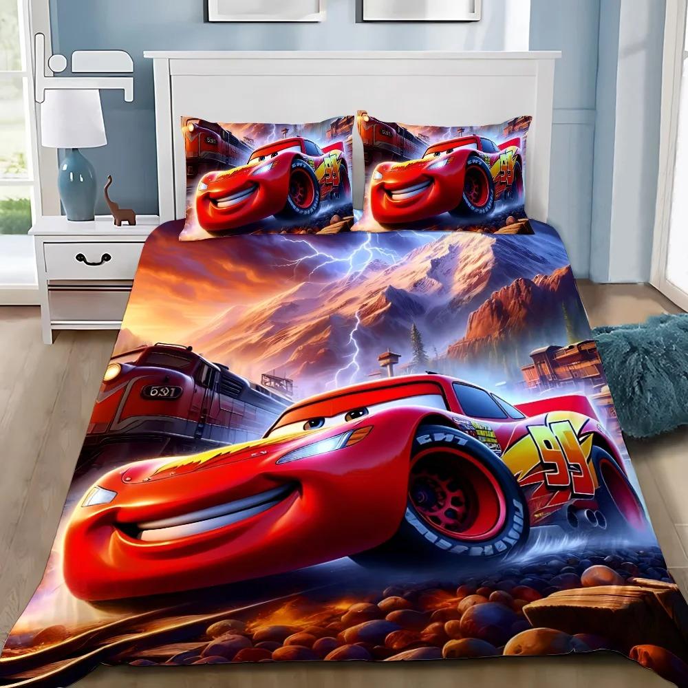 3D Druck Lightning McQueens Auto Bettwäsche Set, Mädchen Erwachsene Einzelbett Twin Queen Größe, Bettbezug Kissenbezug Bettwäsche