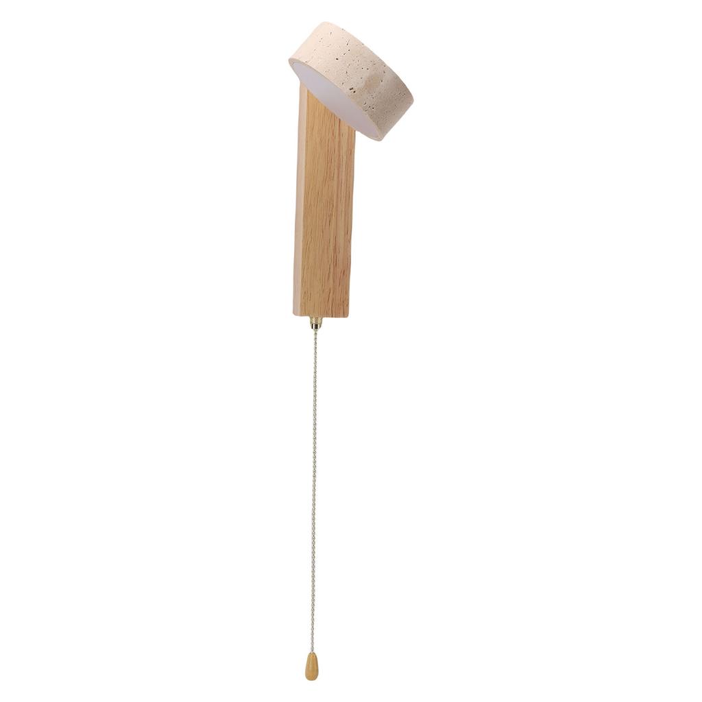 LED Wall Sconce Oak Wood Travertine Stone Modern Rotatable Wall Light Fixture Art Decor for Entryway Hallway Bedroom Bathroom