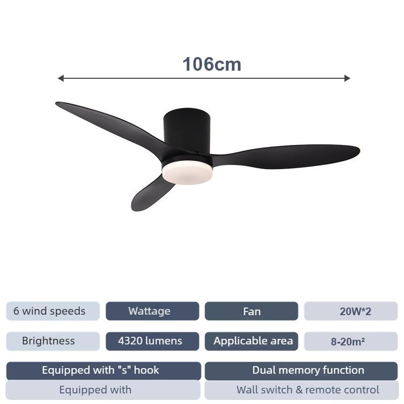 Bedroom Variable Frequency Ceiling Fan Lamp Retro Simple Suspended Lighting Fan Household Silent Ceiling Fan Light