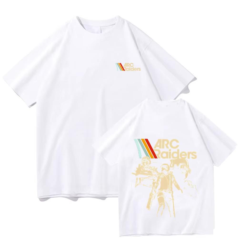 2026 ARC Raiders Striped T Shirts ARC Hot Game Survival Evolved Tees Gifts for Gamer Cotton Tshirts Unisex Vintage Game Lovers