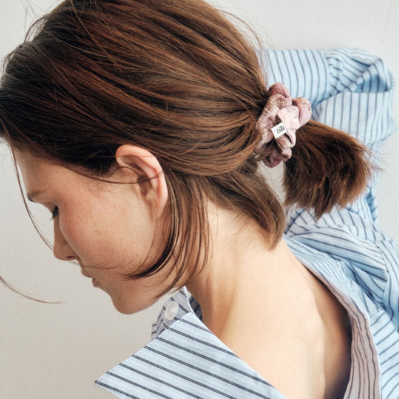 CITTA Vintage Check Mini Doughnut Scrunchie_CTA933(4color)