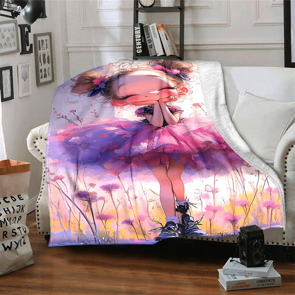Floral Ballerina Dance Gift Blanket Durable Comfort Suitable for Sofa Couch Office Bed Picnics All-Season Use Digital Print Perfect GiftY19