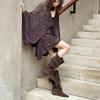 Retro Pointed Versatile Pleated Stacking Boots Boots 2025 New Foldable Two-wear Inner Heightening Fashion Boots Women