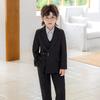 Teen Boys 4 Piece Gentleman Suit Asymmetrical Buckle Blazer Vest Dot Print Shirt Straight Pants Kids Wedding Birthday Formal Photo Matching Outfit