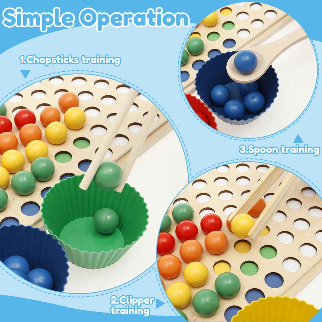 Wooden Peg Board Bead Game Toy Toddler Montessori Toys Baby Stacking Matching Counting Color Sorting Game Early Education Toys