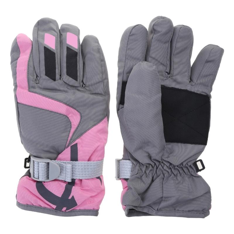 Anti Slip Snow Gloves Adjustable Wrist Strap Gloves Warm Mittens Outdoor Skiing Gloves Skating Essential for 3-16T Kids
