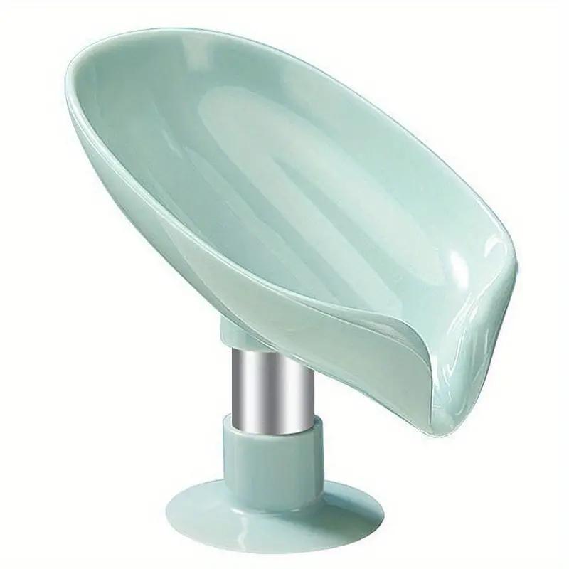 Leaf Shape Self Draining Soap Holder No Drill Suction Cup Soap Dish Quick Dry Bar Soap Saver for Shower Bathroom Kitchen Sink Green 1-Pack