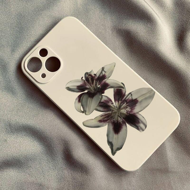 Lily Orchid Flower Print Soft Phone Case for IPhone 16 15 14 13 12 11 17 Pro Max XS XR X 7 8 16e 16 Plus SE 2 Soft Silcone Cover
