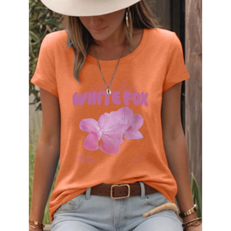 Maglione Girocollo Tondo a Forma di Petalo Estivo T-shirt a Maniche Corte da Donna