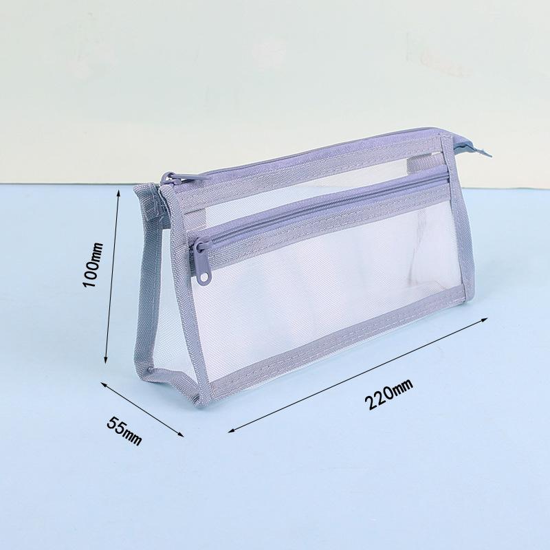 Three-dimensional transparent mesh pencil bag, double-layer examination special large-capacity student stationery bag special pencil bag