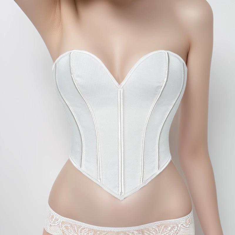 Matte Bandeau Body Shaping Corset Lingerie with Fishbone Structure for Women