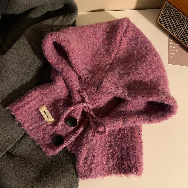 Korean Balaclava Women's Autumn and Winter Warm Hat Neck Scarf Integrated Ear Protection Woolen Knitted Hat